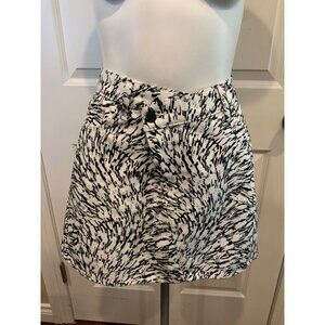7 For All Mankind  White & Black Denim Brushstroke Print Skirt, Size 28, NWT!